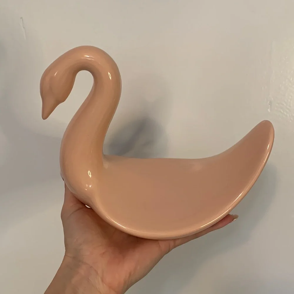 Vintage mid century modern pink swan